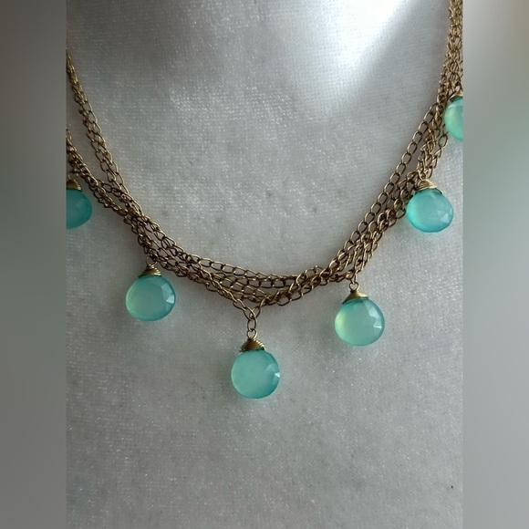 Apatite Gemstone Necklace on Five Gold Filled Chains.  Delicate look. - Picture 2 of 10